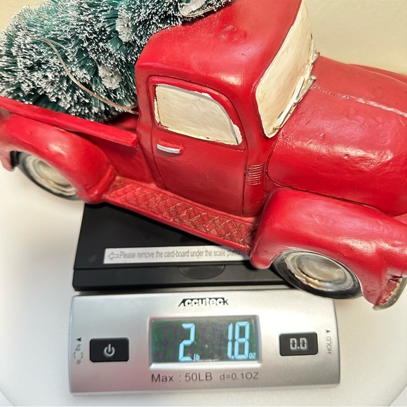 Hand Painted Ceramic Nostalgic Red Truck With Christmas Tree And LED Lights - Picture 12 of 12